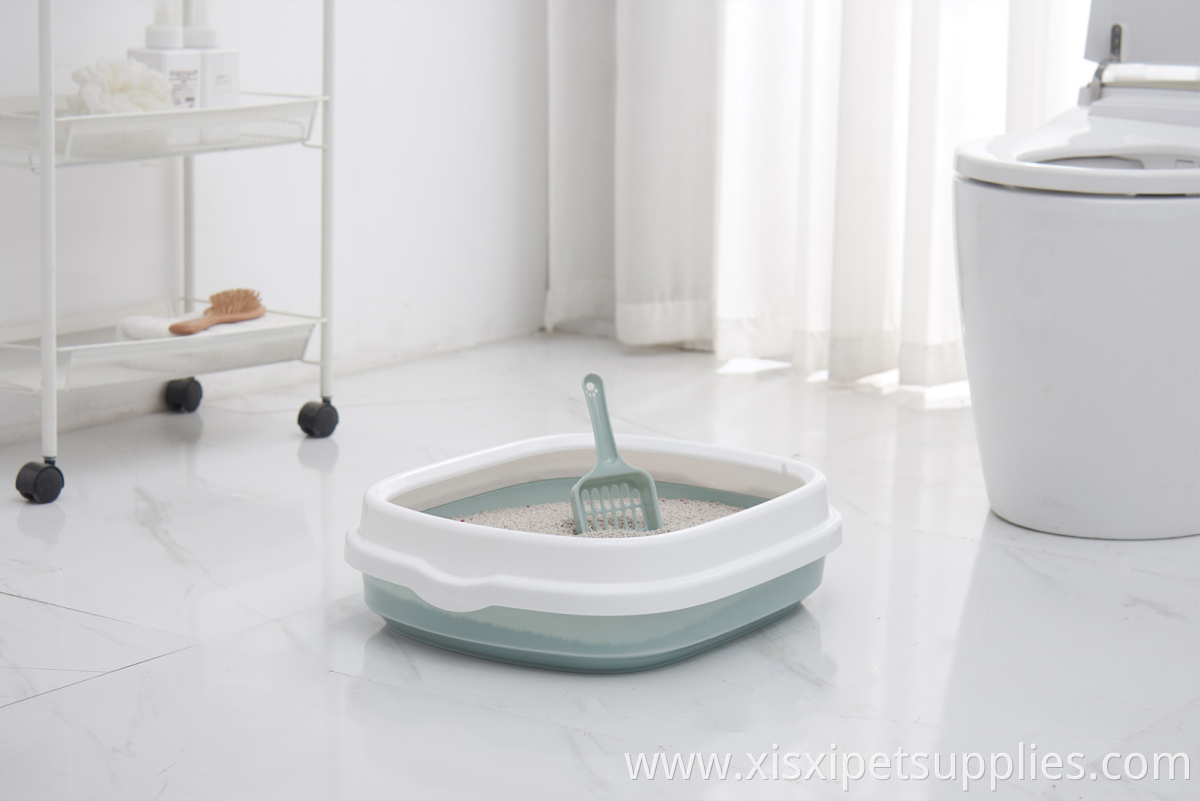 wholesale Top quality square plastic cat litter box cat litter tray cat toilet with litter poop scoop